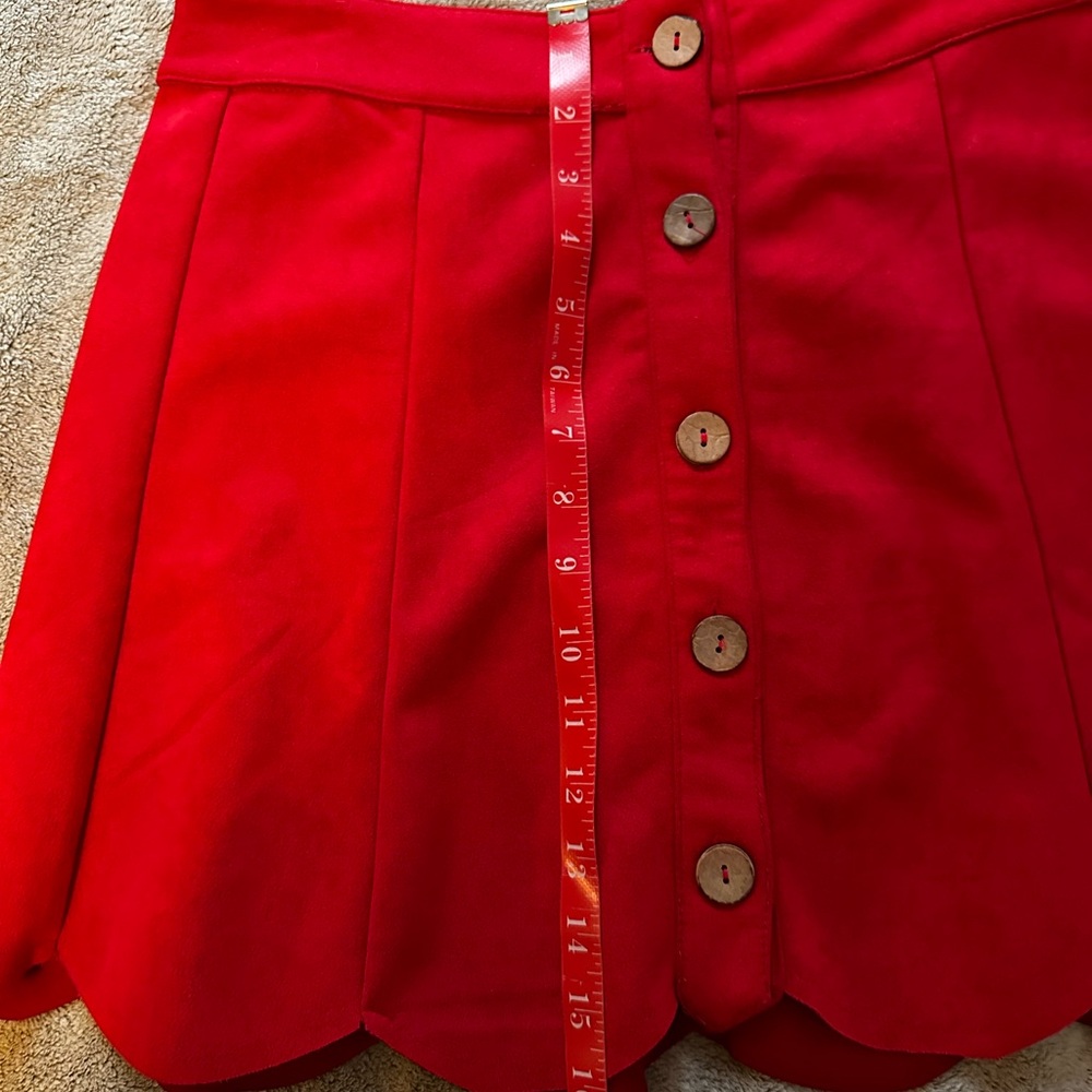 Faux light suede red pedal skirt